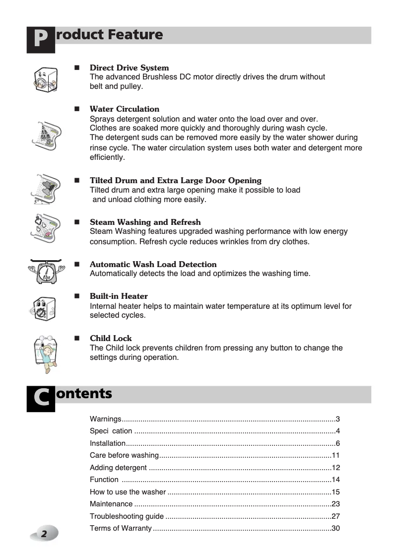 Page n°1 - Manuel utilisateur LG WD-12476BD