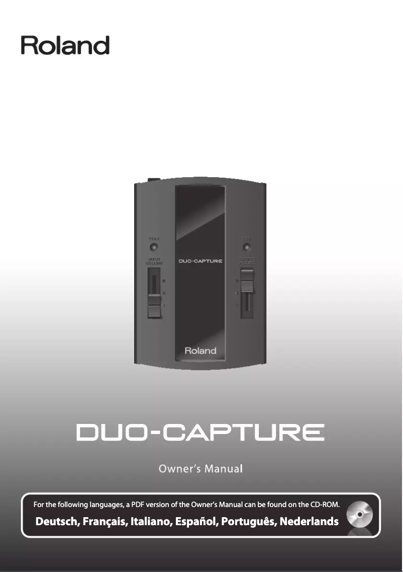 Page 1 de la notice Manuel utilisateur Roland DUO-CAPTURE