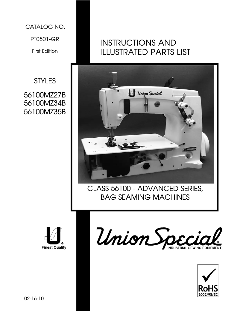 Page n°1 - Manuel utilisateur Union Special 56100MZ35B