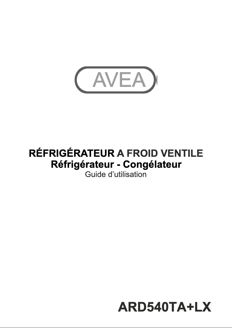 Page n°1 - Manuel utilisateur AVEA ARD540TA+LX