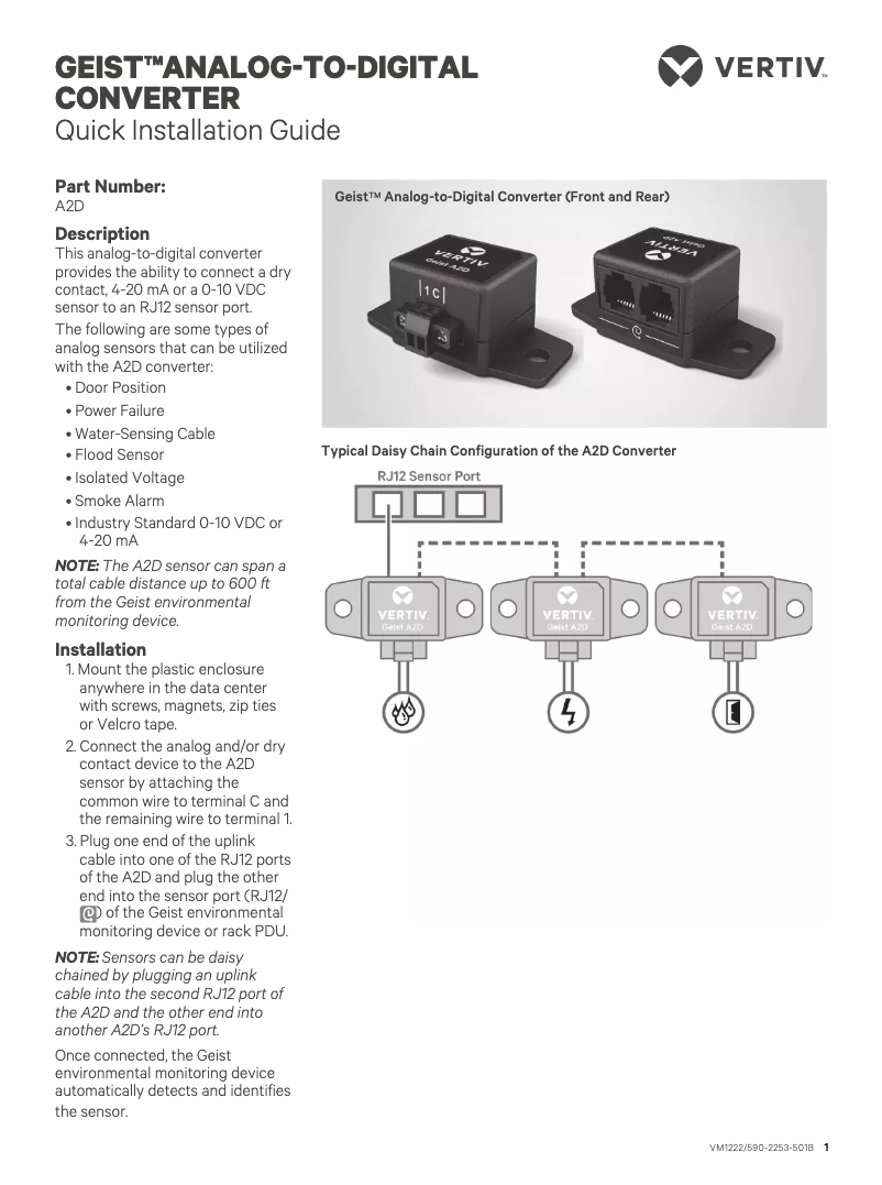 Page 1 de la notice Manuel utilisateur Emerson A2D-10