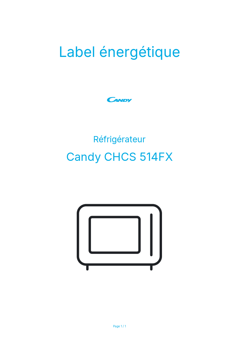 Page n°1 - Label énergétique Candy CHCS 514FX