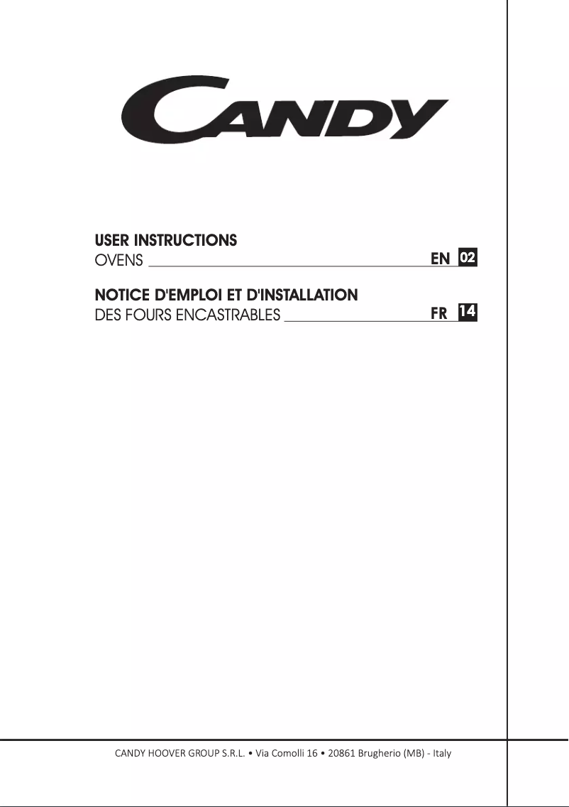 Page 1 de la notice Manuel utilisateur Candy FCP642X/E