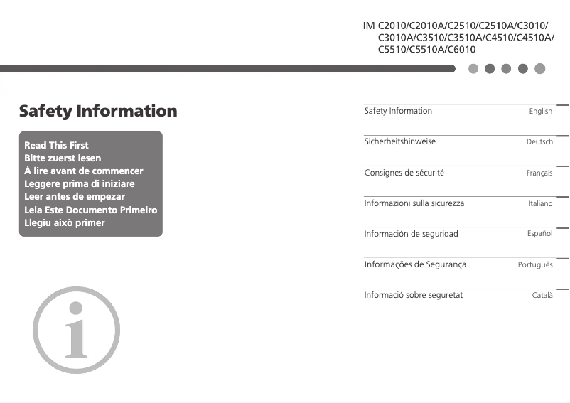 Image de la première page du manuel de l'appareil IM C6010