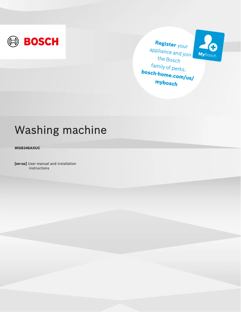 Page 1 of the manual Installation Guide Bosch WGB246AXUC