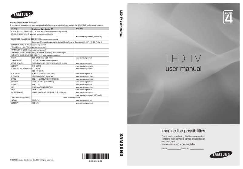 Page 1 de la notice Manuel utilisateur Samsung UE19C4000