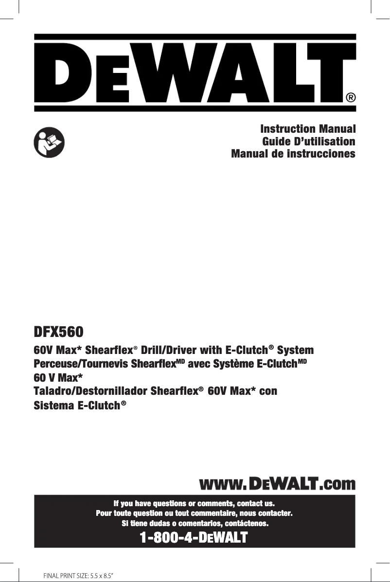Page n°1 - Manuel utilisateur DeWalt DFX560