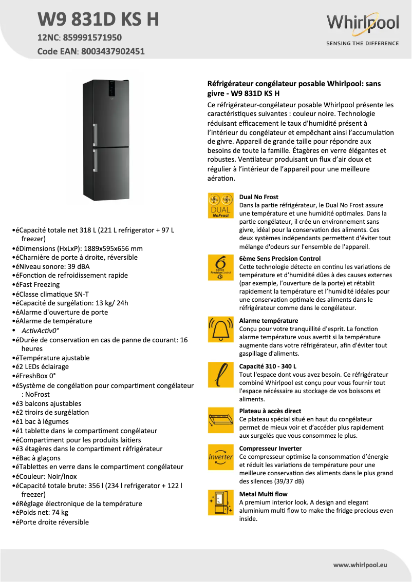 Imagen de la primera página del manual del dispositivo W9 831D KS H