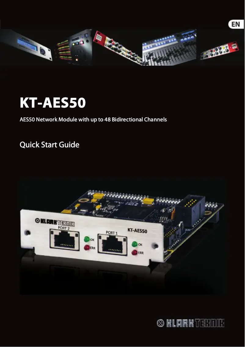Page 1 de la notice Guide de démarrage rapide Klark Teknik KT-AES50