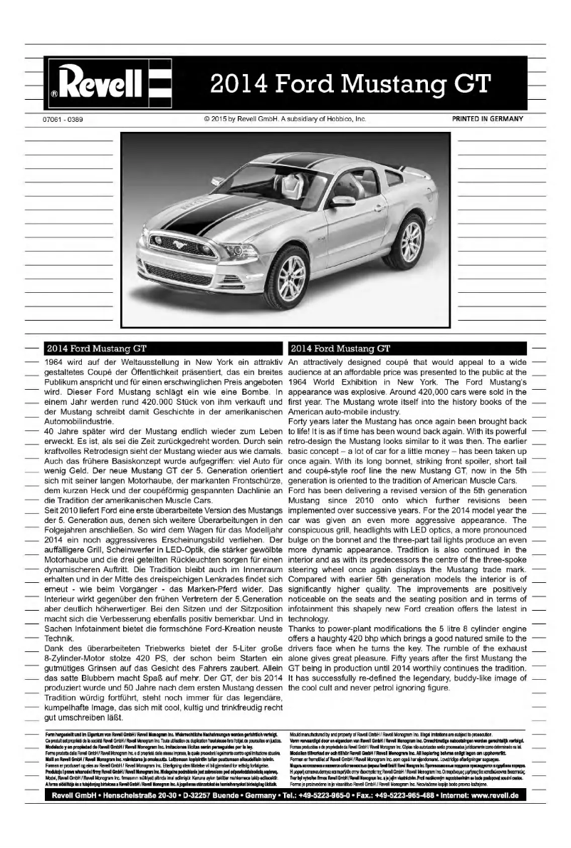 Image de la première page du manuel de l'appareil Ford Mustang GT