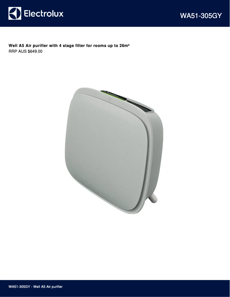 Página 1 del manual Ficha técnica Electrolux Well A5 WA51-305GY