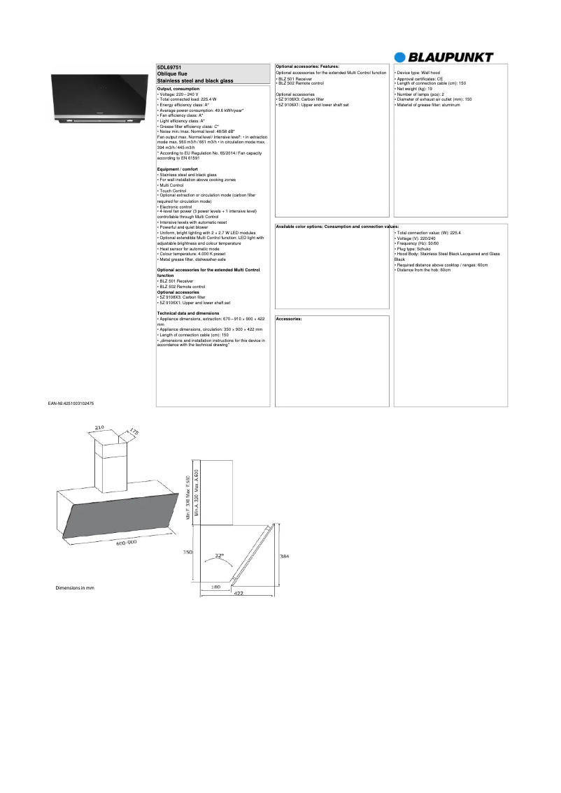 Page n°1 - Fiche technique Blaupunkt 5DL69751