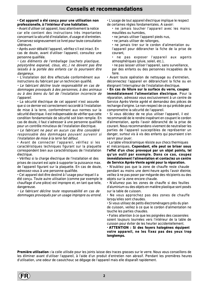 Page 1 de la notice Manuel utilisateur Hotpoint Ariston KBM 6001 H IX