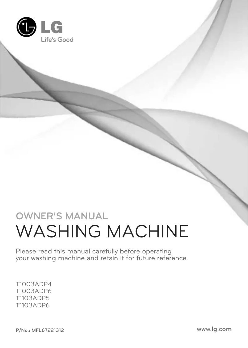 Page 1 de la notice Manuel utilisateur LG WFT1261DD