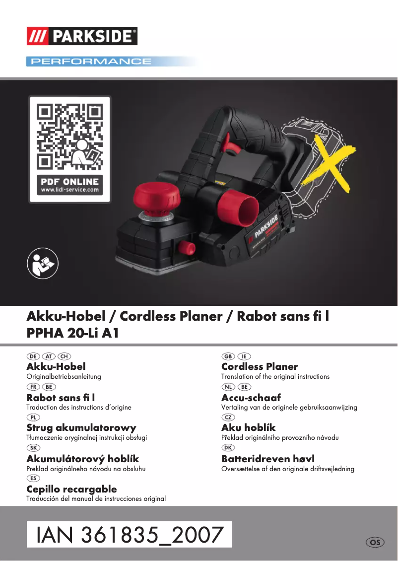 Page n°1 - Manuel utilisateur Parkside PPHA 20-Li A1