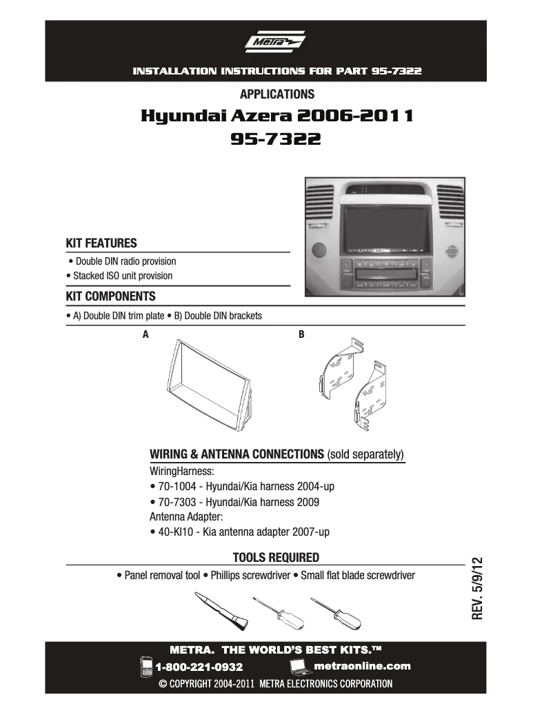 Page n°1 - Manuel utilisateur Metra 95-7322
