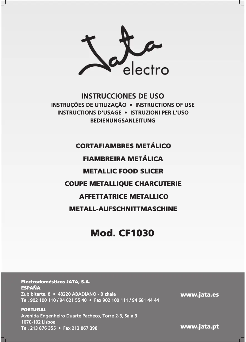 Page n°1 - Manuel utilisateur Jata CF1030