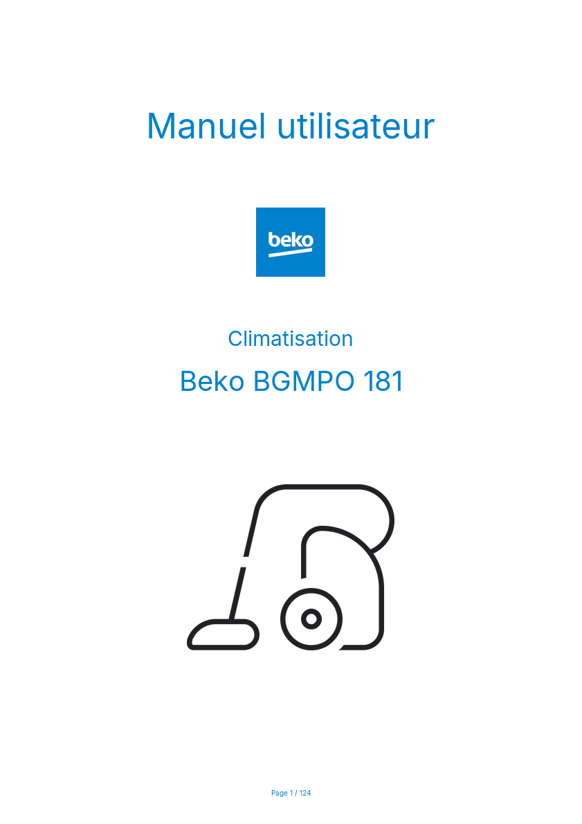 Page 1 de la notice Manuel utilisateur Beko BGMPO 181