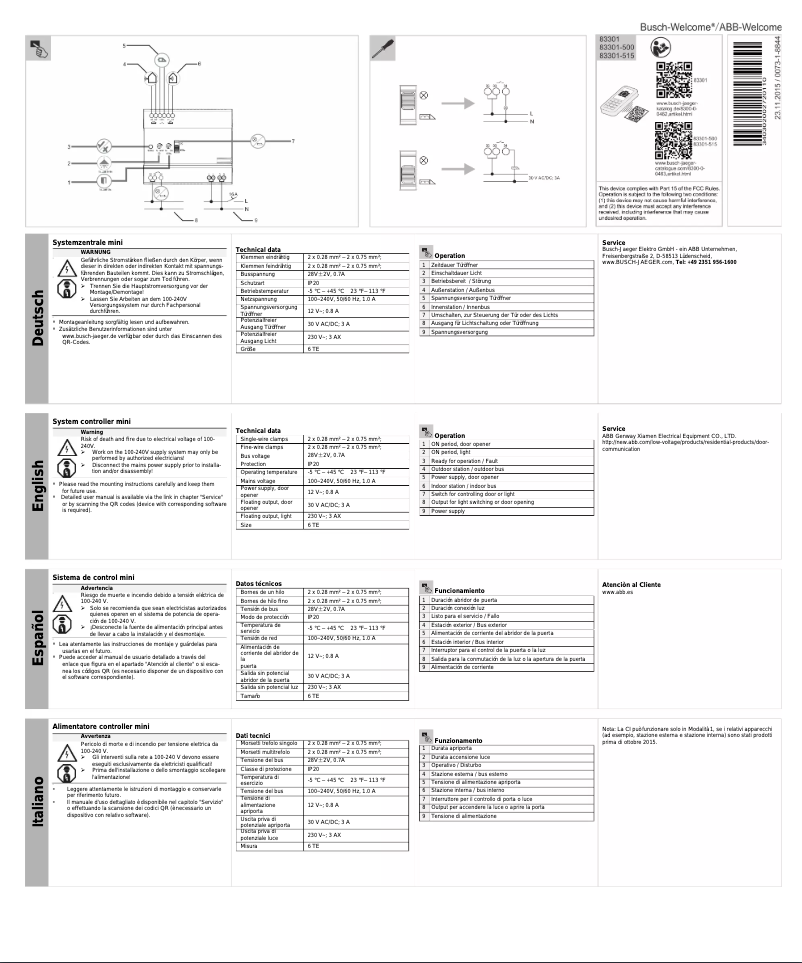 Page n°1 - Manuel utilisateur Busch-Jaeger 2CKA008300A0462