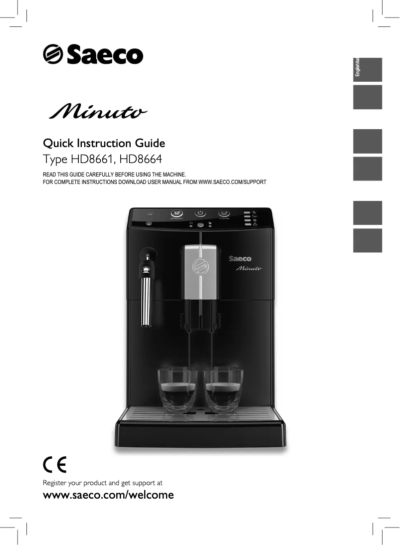 Page 1 de la notice Manuel utilisateur Philips Saeco Minuto HD8664