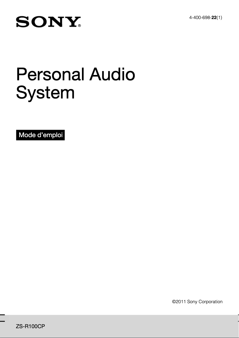 Image de la première page du manuel de l'appareil ZS-R100CP