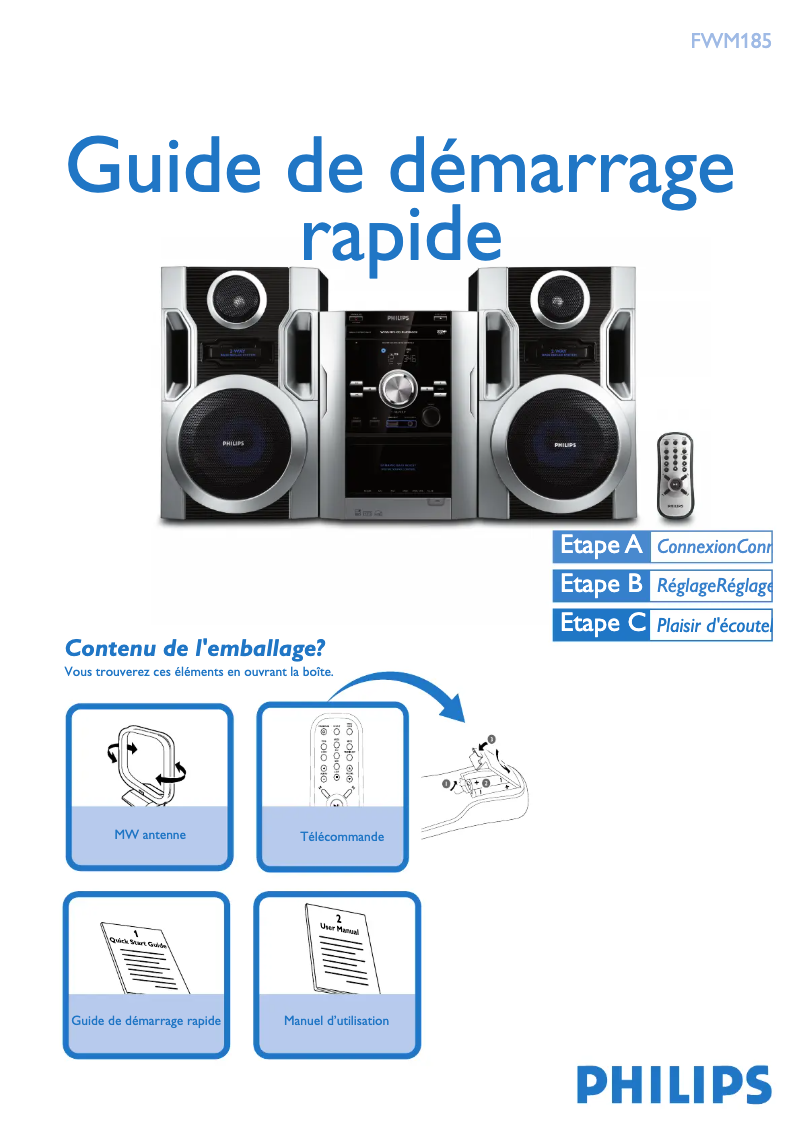 Page n°1 - Guide de démarrage rapide Philips FWM185