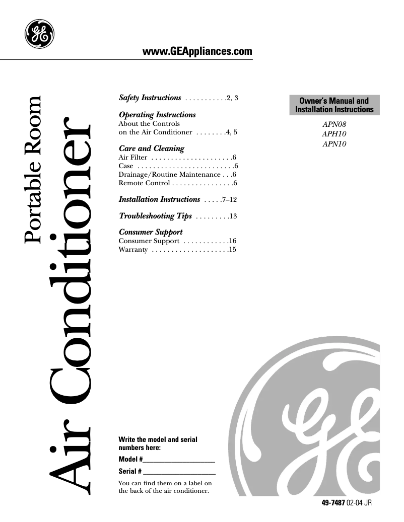 Image de la première page du manuel de l'appareil APN10AA