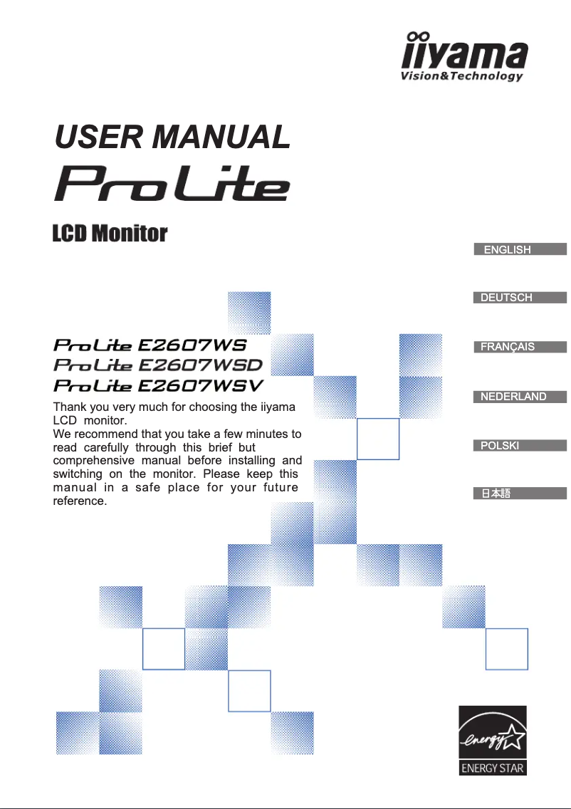 Page 1 de la notice Manuel utilisateur Iiyama ProLite E2607WSD-1