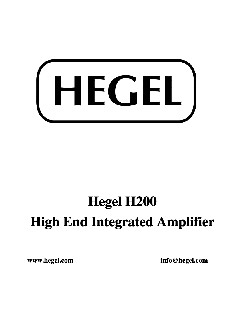 Page 1 de la notice Manuel utilisateur Hegel H200