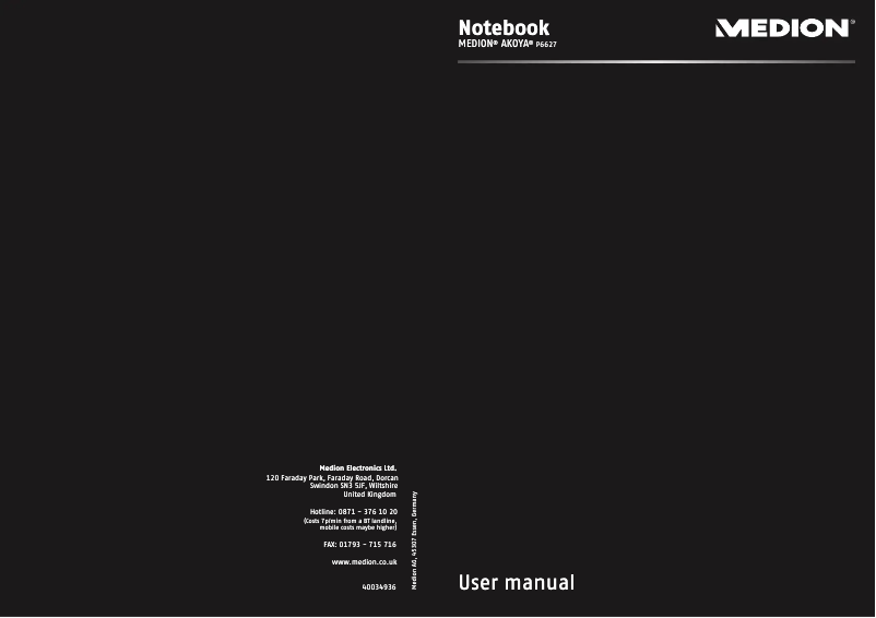 Page 1 de la notice Manuel utilisateur Medion AKOYA P6627