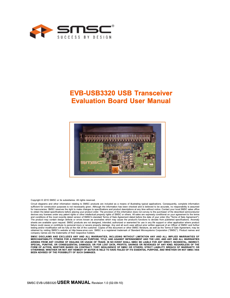 Page 1 de la notice Manuel utilisateur Microchip EVB-USB3320