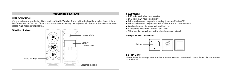 Page 1 de la notice Manuel utilisateur Techno Line WS 9310