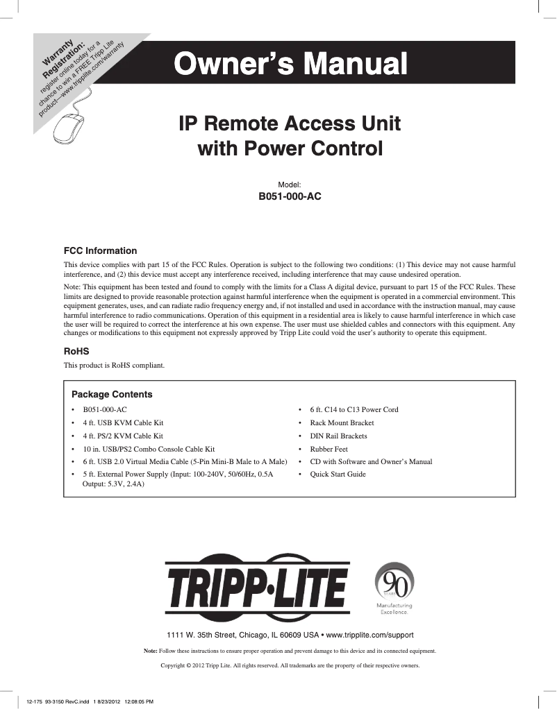 Page n°1 - Manuel utilisateur Tripp Lite B051-000-AC