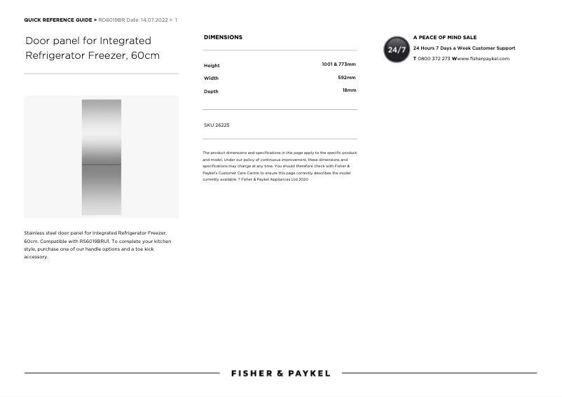 Page 1 de la notice Manuel utilisateur Fisher & Paykel RD6019BR