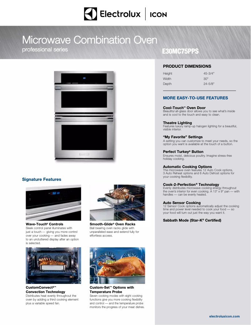 Page n°1 - Fiche technique Electrolux ICON E30MC75PPS