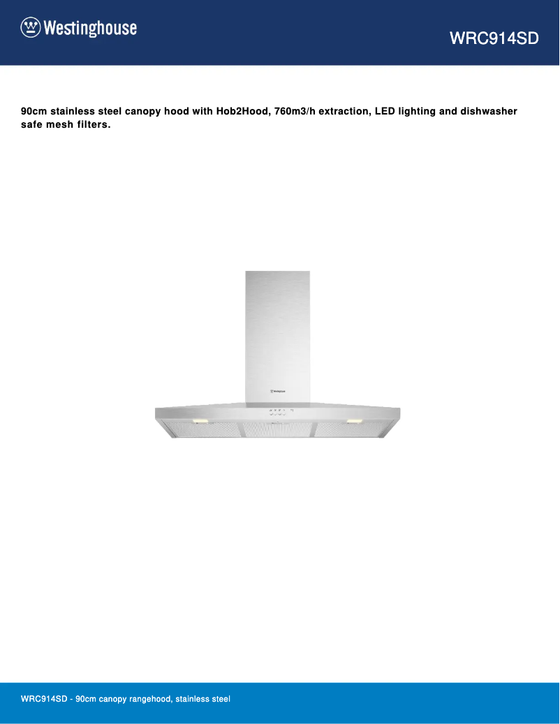Page 1 de la notice Fiche technique Westinghouse WRC914SD