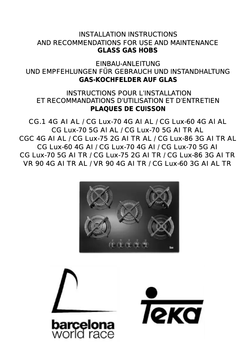 Page n°1 - Mode d'emploi Teka CG.1 4G AI AL