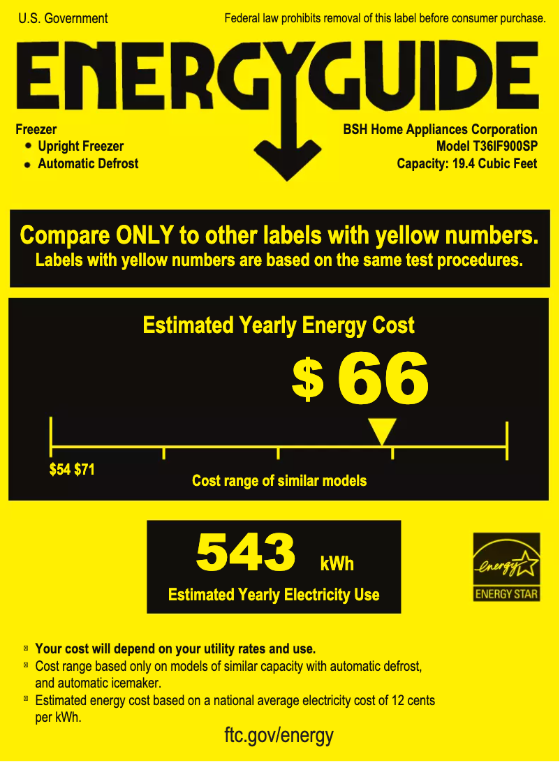 Page 1 de la notice Label énergétique Thermador T36IF900SP