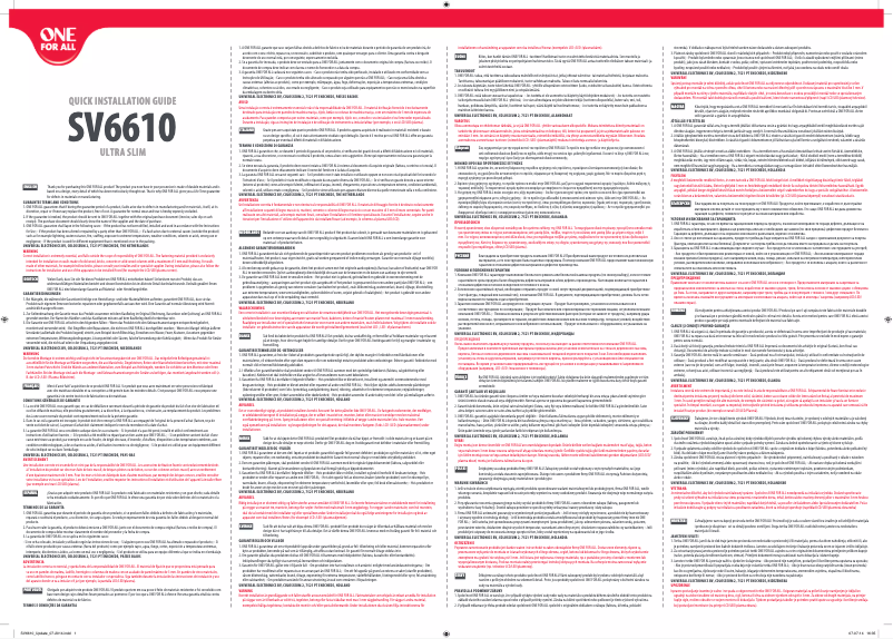 Page 1 de la notice Manuel utilisateur One for all SV 6610
