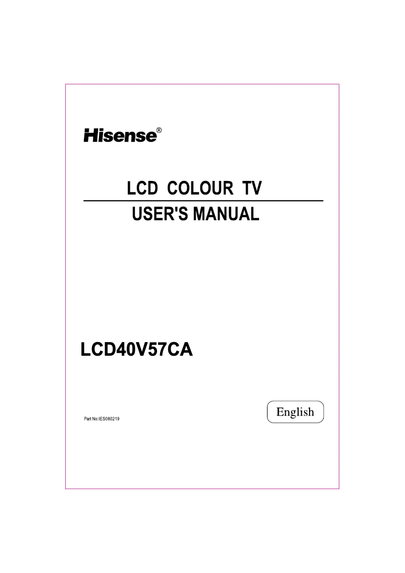 Page 1 de la notice Manuel utilisateur Hisense LCD40V57CA