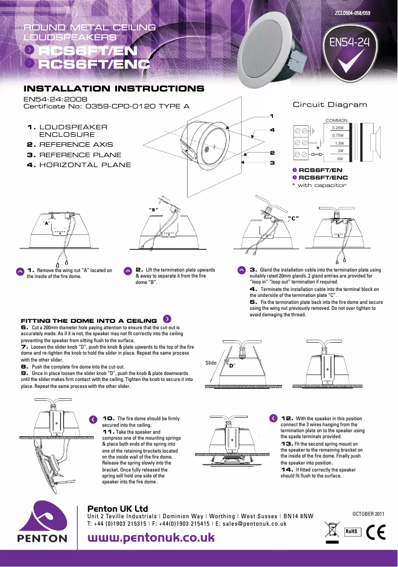 Page n°1 - Manuel utilisateur Penton RCS6FT/ENC