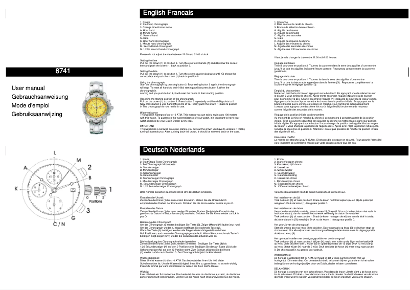 Page 1 de la notice Manuel utilisateur Davis 8741