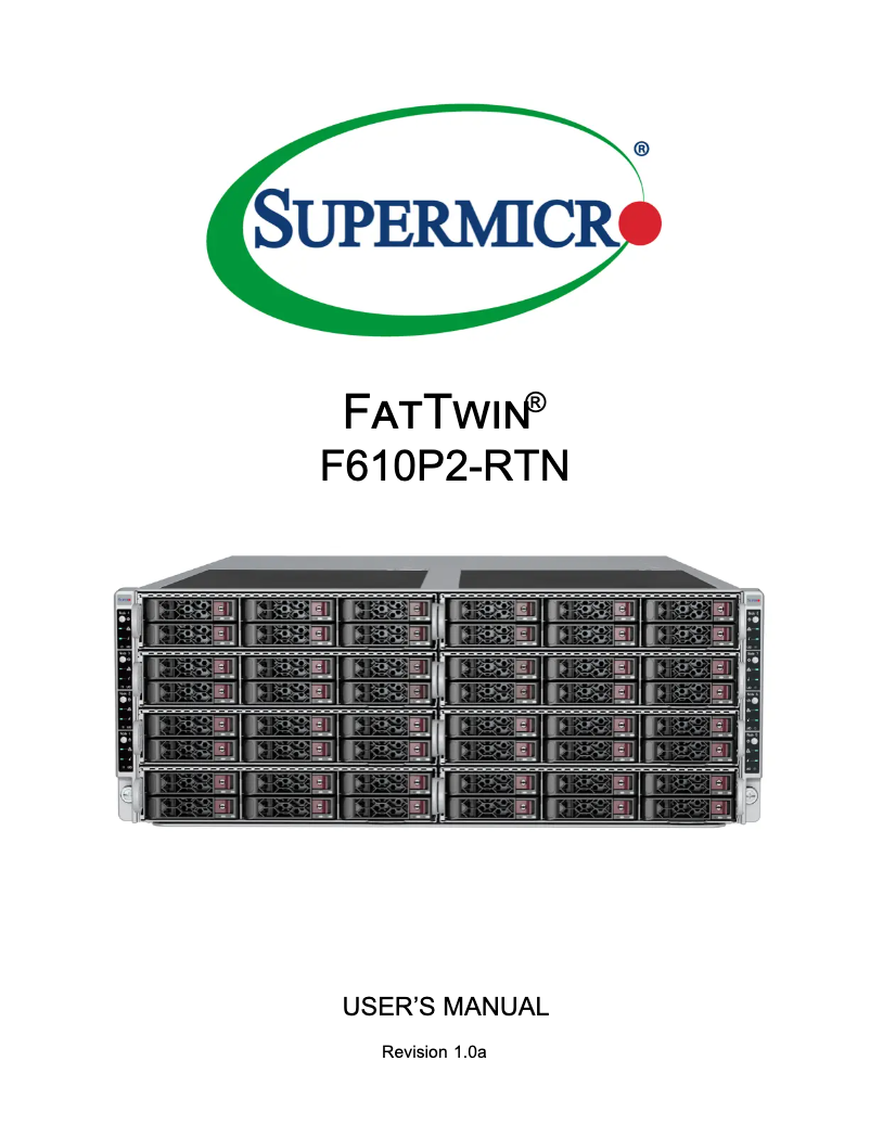 Page 1 de la notice Manuel utilisateur Supermicro SuperServer SYS-F610P2-RTN