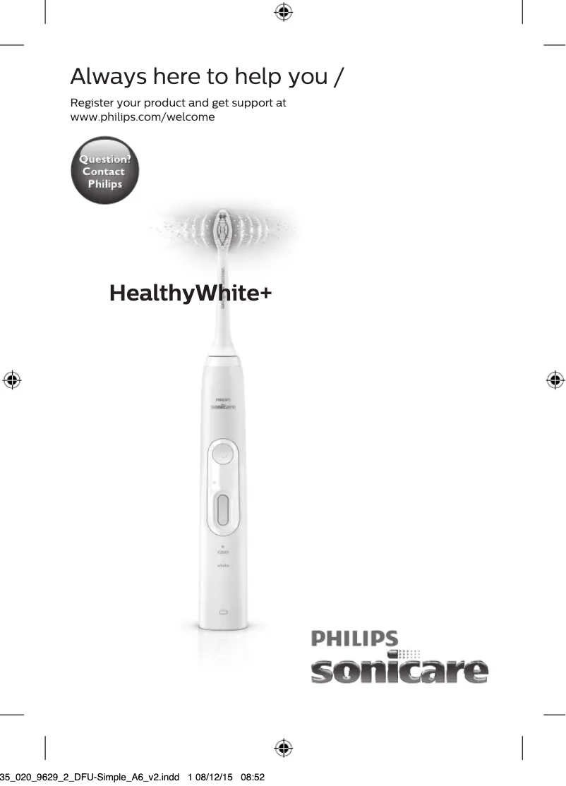 Page 1 de la notice Manuel utilisateur Philips Sonicare HealthyWhite+ HX8918