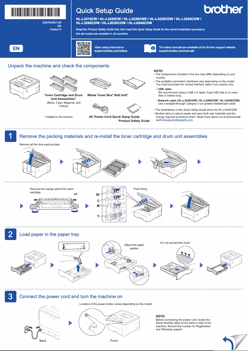 Page 1 de la notice Manuel utilisateur Brother HL-L3220CWE