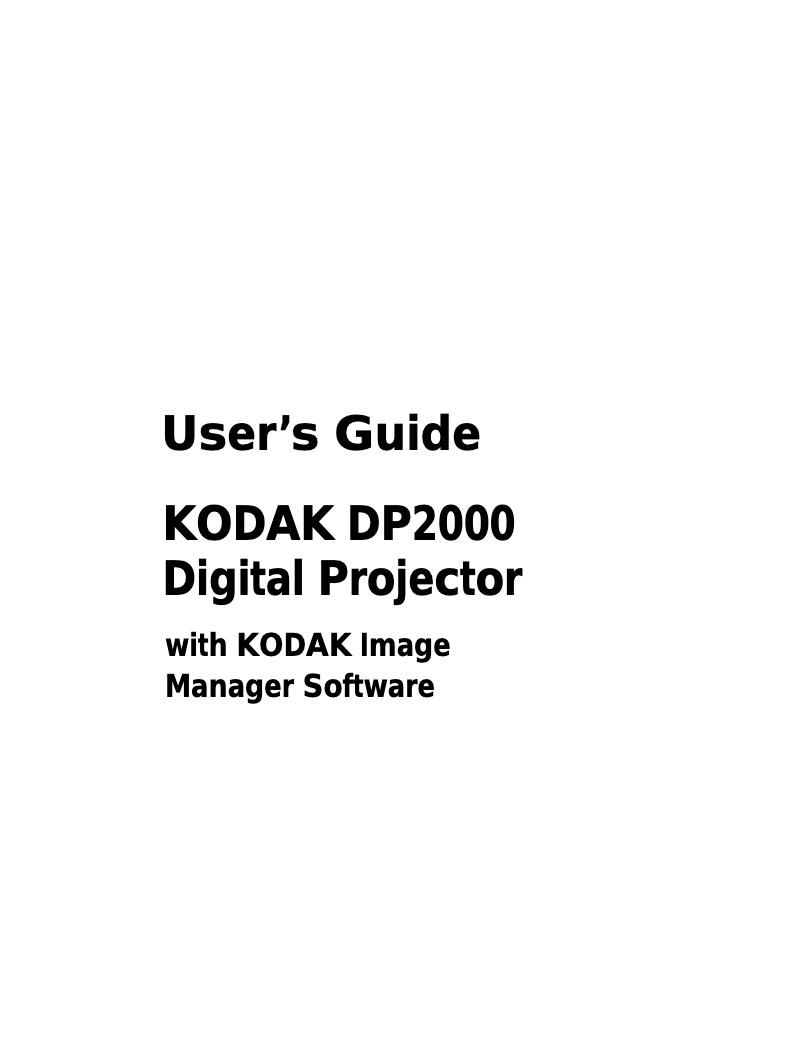 Page 1 de la notice Manuel utilisateur Kodak DP2000