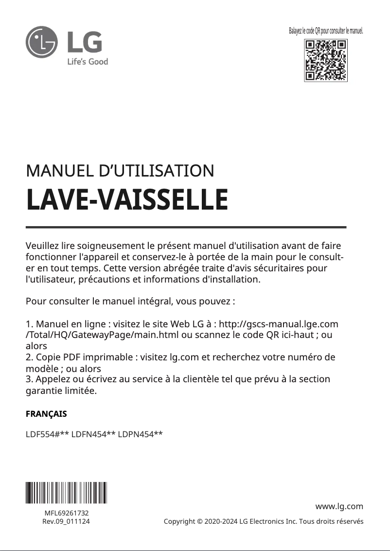 Image de la première page du manuel de l'appareil LDPN454HT