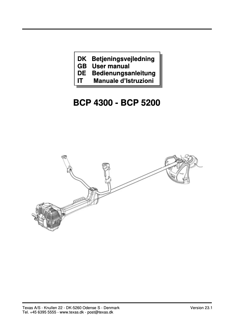 Page 1 de la notice Manuel utilisateur Texas BCP4300