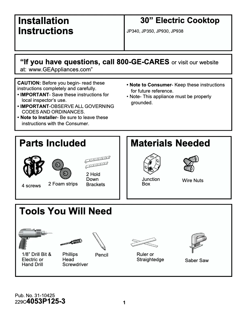 Image de la première page du manuel de l'appareil Profile Performance JP930SASS