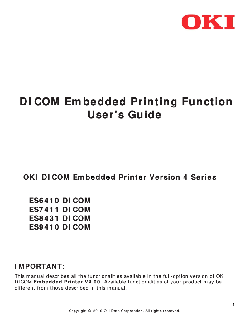 Page 1 de la notice Manuel utilisateur OKI ES9410DM